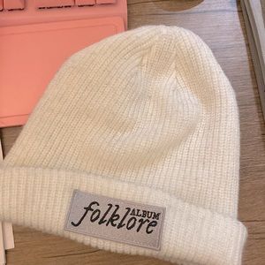 Folklore era Taylor Swift white beanie